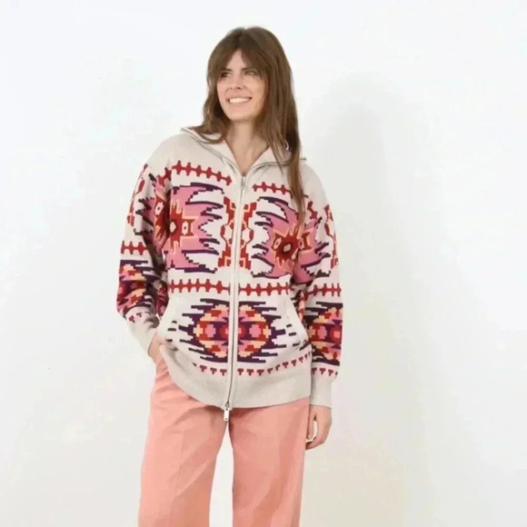 NWT Isabel Marant Etoile Masha Cardigan Zip Sweater Ecru EU 38 US 6 - Picture 2 of 7